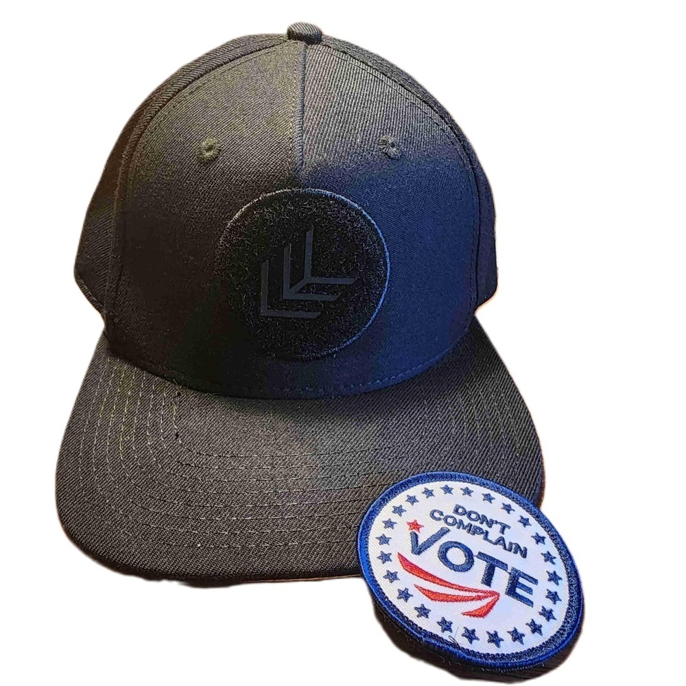 RKD Co Black Removable Patch Adjustable Unisex Baseball Cap Wool Blend Vote